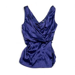 Elle Tahari purple blue silk top Size M